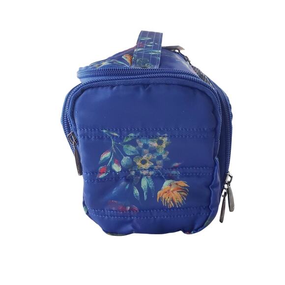 lug Trolley Cosmetic Travel Bag Women's Blue Floral Several Make-Up Compartments - Picture 4 of 11